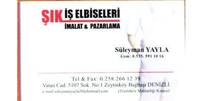 ŞIK İŞ ELBİSELERİ İMALAT VE PAZARLAMA